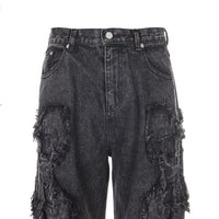 surgery clover logo patch jeans 'black'-Surgery-APOC STORE