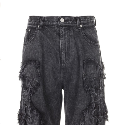 surgery clover logo patch jeans 'black'-Surgery-APOC STORE