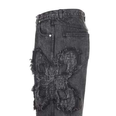 surgery clover logo patch jeans 'black'-Surgery-APOC STORE