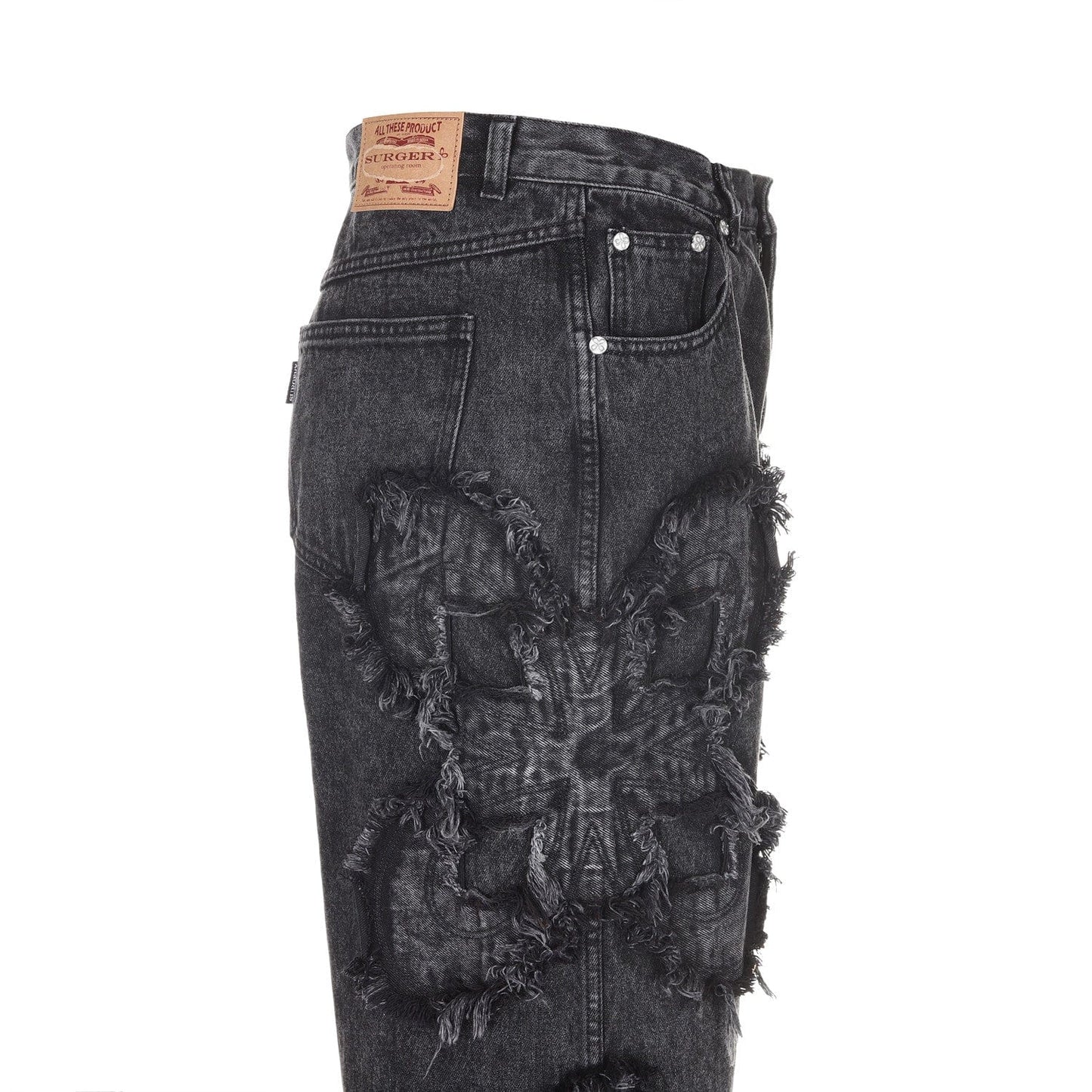 surgery clover logo patch jeans 'black'-Surgery-APOC STORE