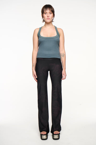 Floral Yoga Pant - Black/Purple-Karlaidlaw-APOC STORE