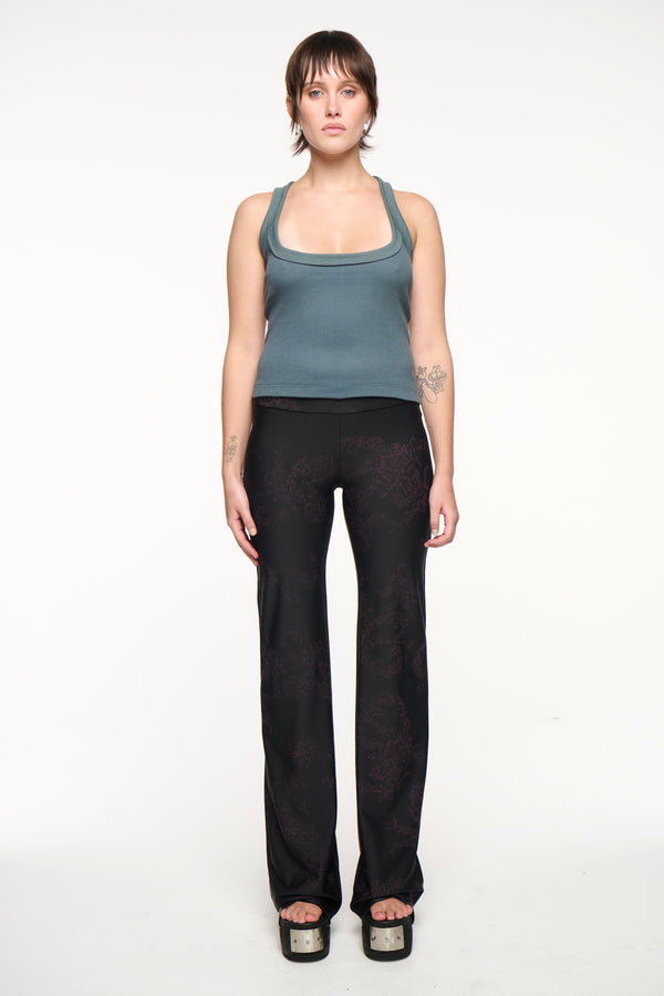 Floral Yoga Pant - Black/Purple-Karlaidlaw-APOC STORE