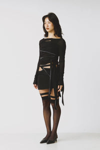 TWIST WRAP SKIRT BLACK-Lalameemee-APOC STORE