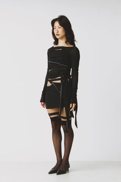 TWIST WRAP SKIRT BLACK-Lalameemee-APOC STORE