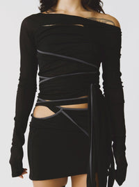 TWIST OFF-SHOULDER TOP BLACK-Lalameemee-APOC STORE