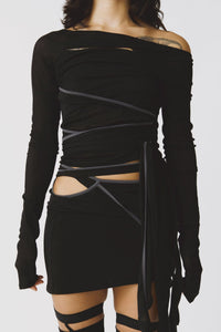 TWIST WRAP SKIRT BLACK-Lalameemee-APOC STORE