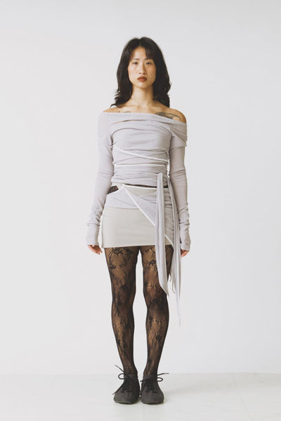 TWIST WRAP SKIRT GREY-Lalameemee-APOC STORE