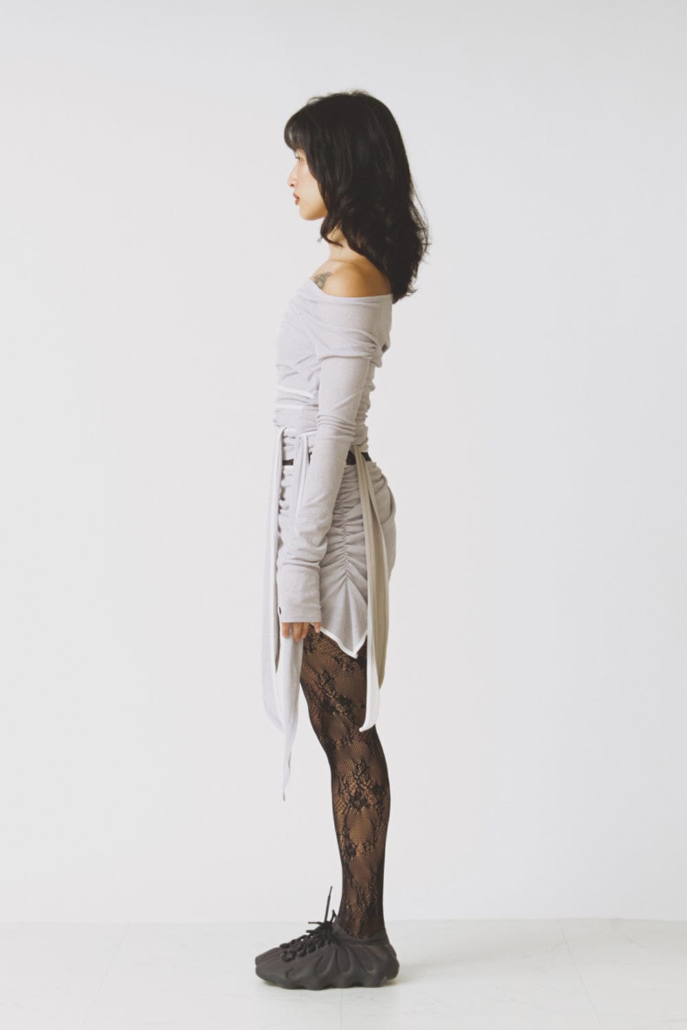 TWIST WRAP SKIRT GREY-Lalameemee-APOC STORE