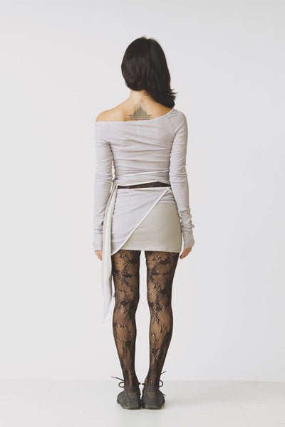 TWIST WRAP SKIRT GREY-Lalameemee-APOC STORE