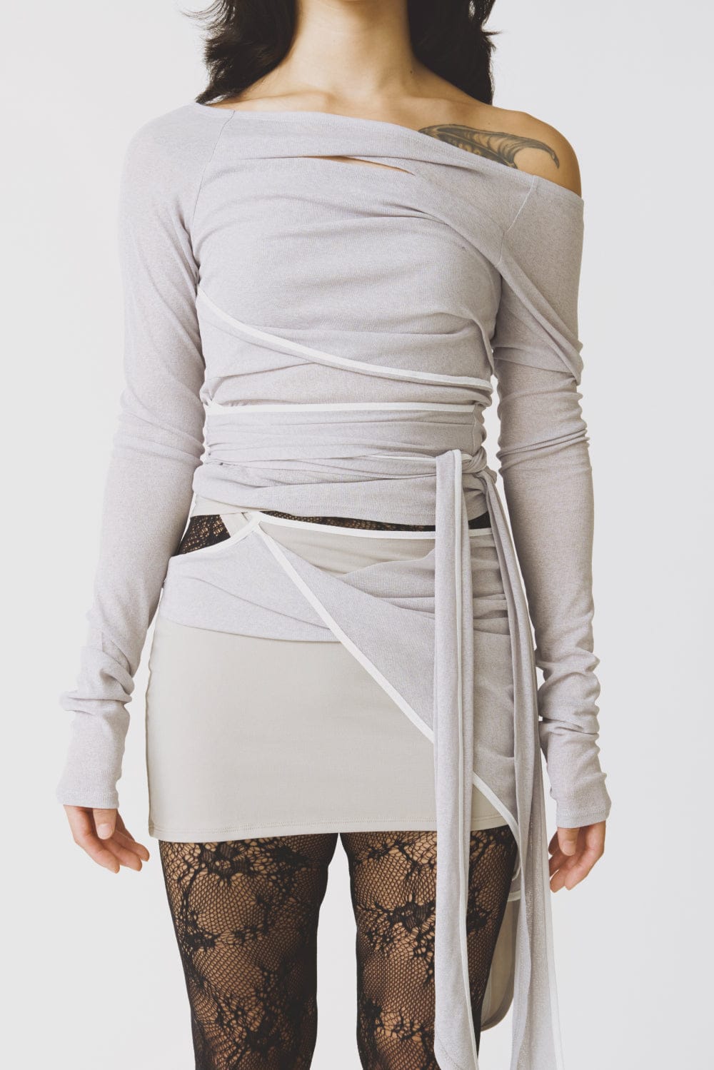 TWIST WRAP SKIRT GREY-Lalameemee-APOC STORE
