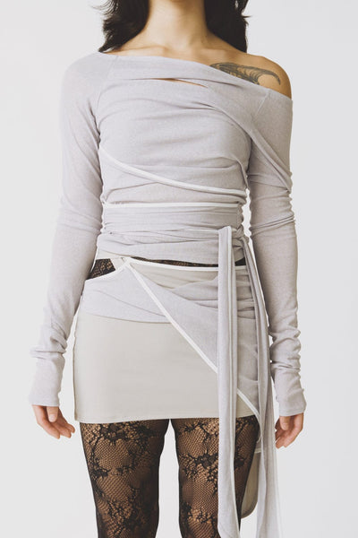 TWIST WRAP SKIRT GREY-Lalameemee-APOC STORE