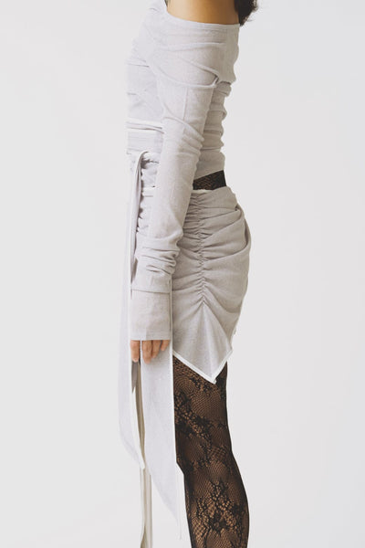 TWIST WRAP SKIRT GREY-Lalameemee-APOC STORE