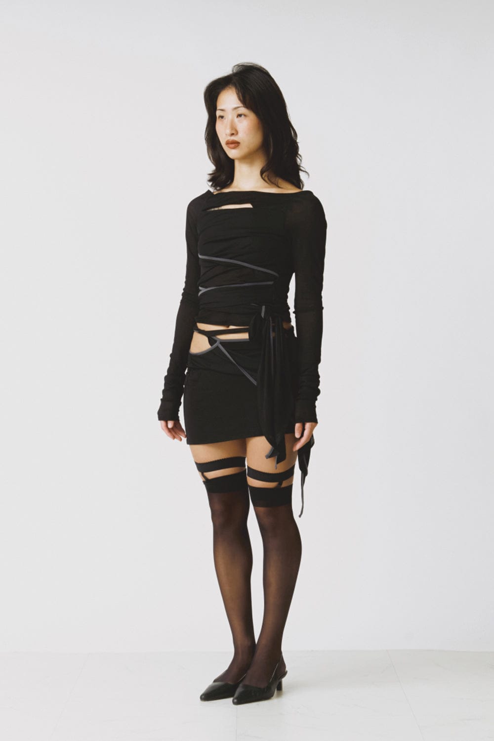 TWIST WRAP SKIRT BLACK-Lalameemee-APOC STORE