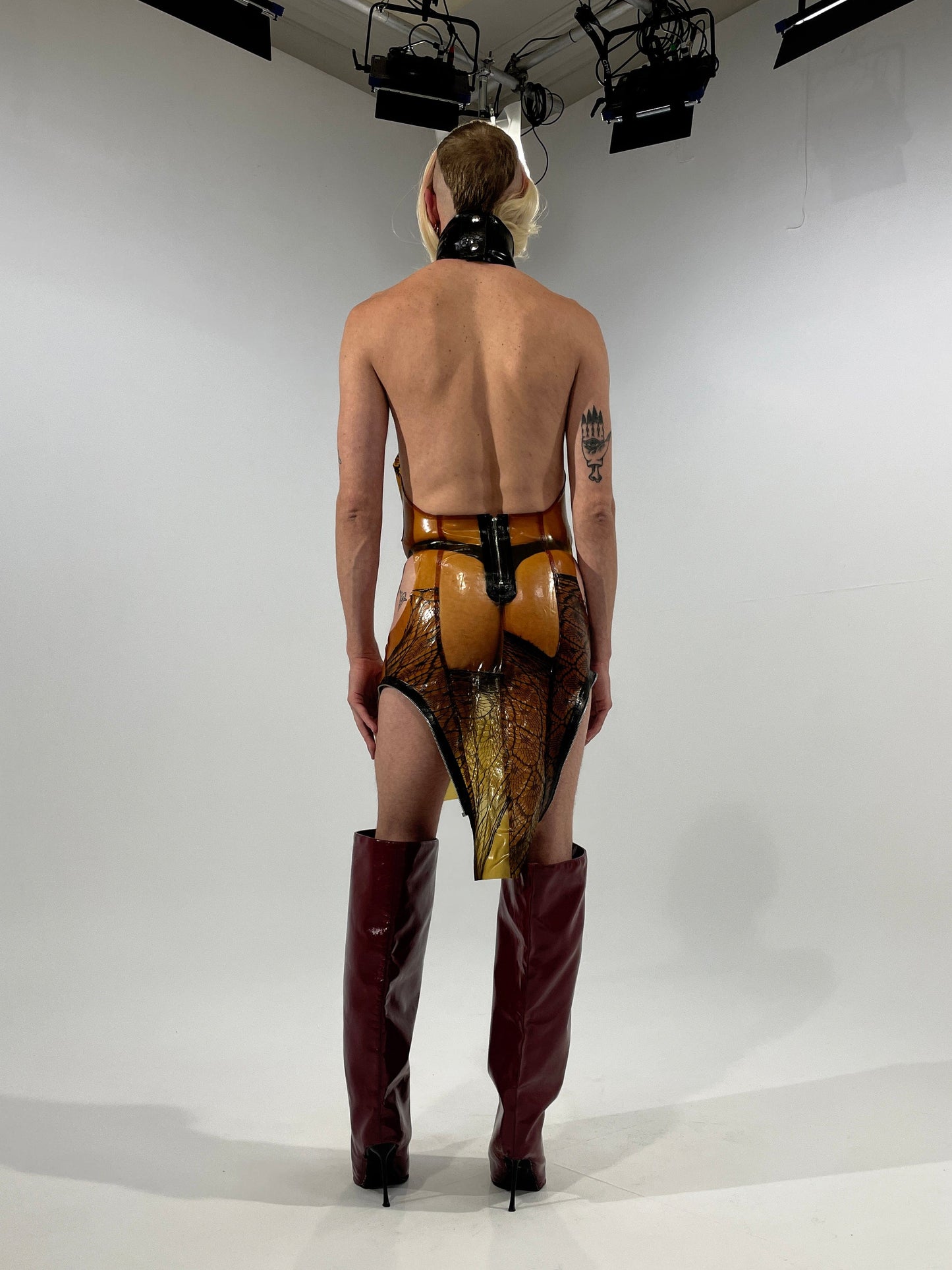Fishnet Latex Cutout Dress-Alectra Rothschild / Masculina-APOC STORE