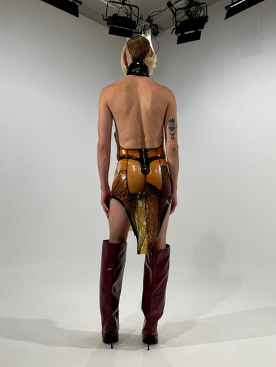 Fishnet Latex Cutout Dress-Alectra Rothschild / Masculina-APOC STORE
