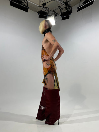 Fishnet Latex Cutout Dress-Alectra Rothschild / Masculina-APOC STORE