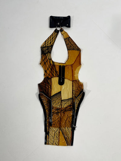 Fishnet Latex Cutout Dress-Alectra Rothschild / Masculina-APOC STORE