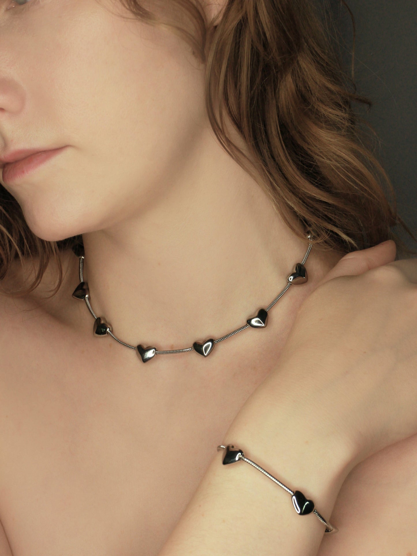 Lil heart necklace Silver-Marland Backus-APOC STORE