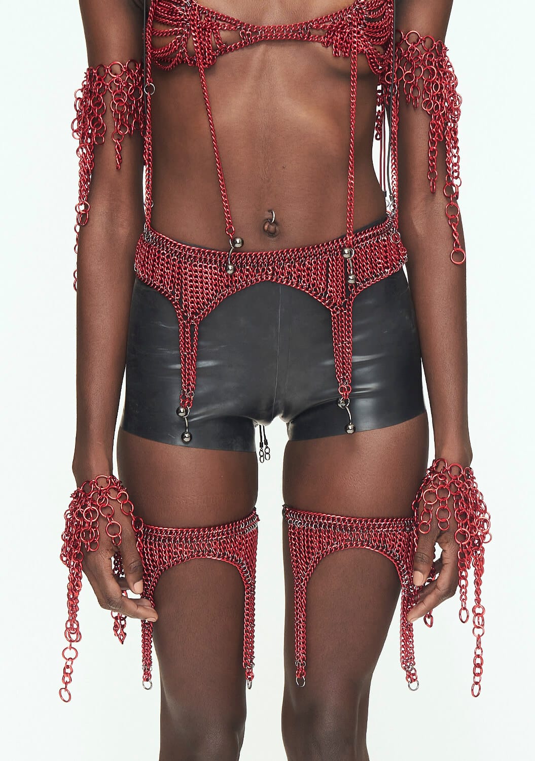 RED CHAINS Waist Garter Belt-JALACONDA-APOC STORE