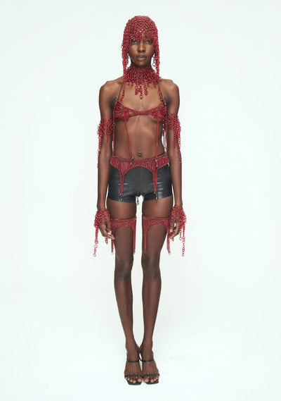 RED CHAINS Thigh Garter Belt-JALACONDA-APOC STORE