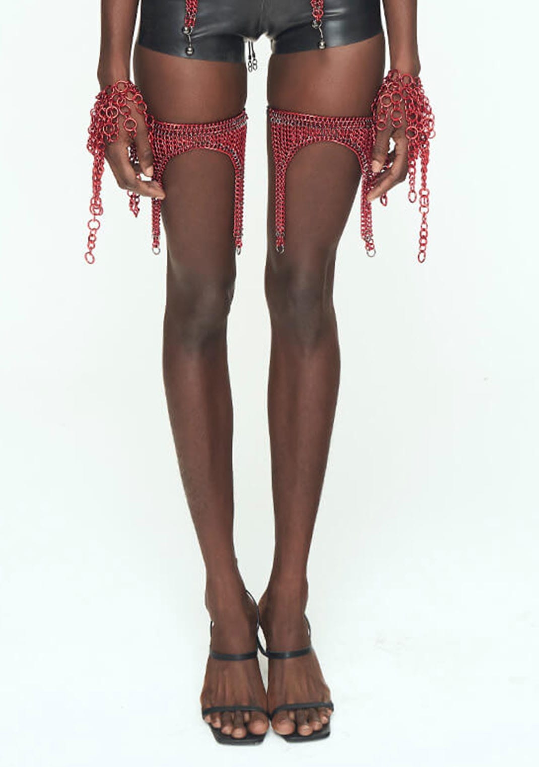 RED CHAINS Thigh Garter Belt-JALACONDA-APOC STORE