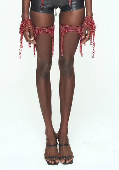 RED CHAINS Thigh Garter Belt-JALACONDA-APOC STORE