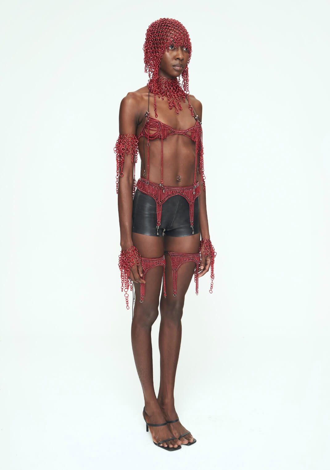 RED CHAINS Thigh Garter Belt-JALACONDA-APOC STORE
