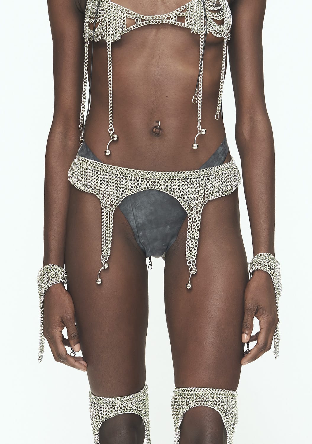 SILVER-GREEN CHAINS Waist Garter Belt-JALACONDA-APOC STORE