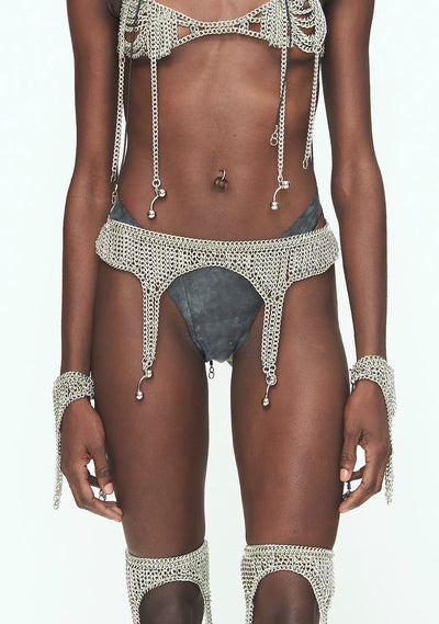 SILVER-GREEN CHAINS Waist Garter Belt-JALACONDA-APOC STORE