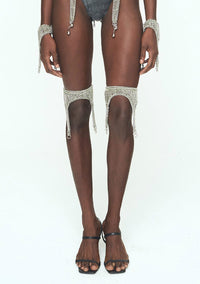 SILVER-GREEN CHAINS Thigh Garter Belt-JALACONDA-APOC STORE