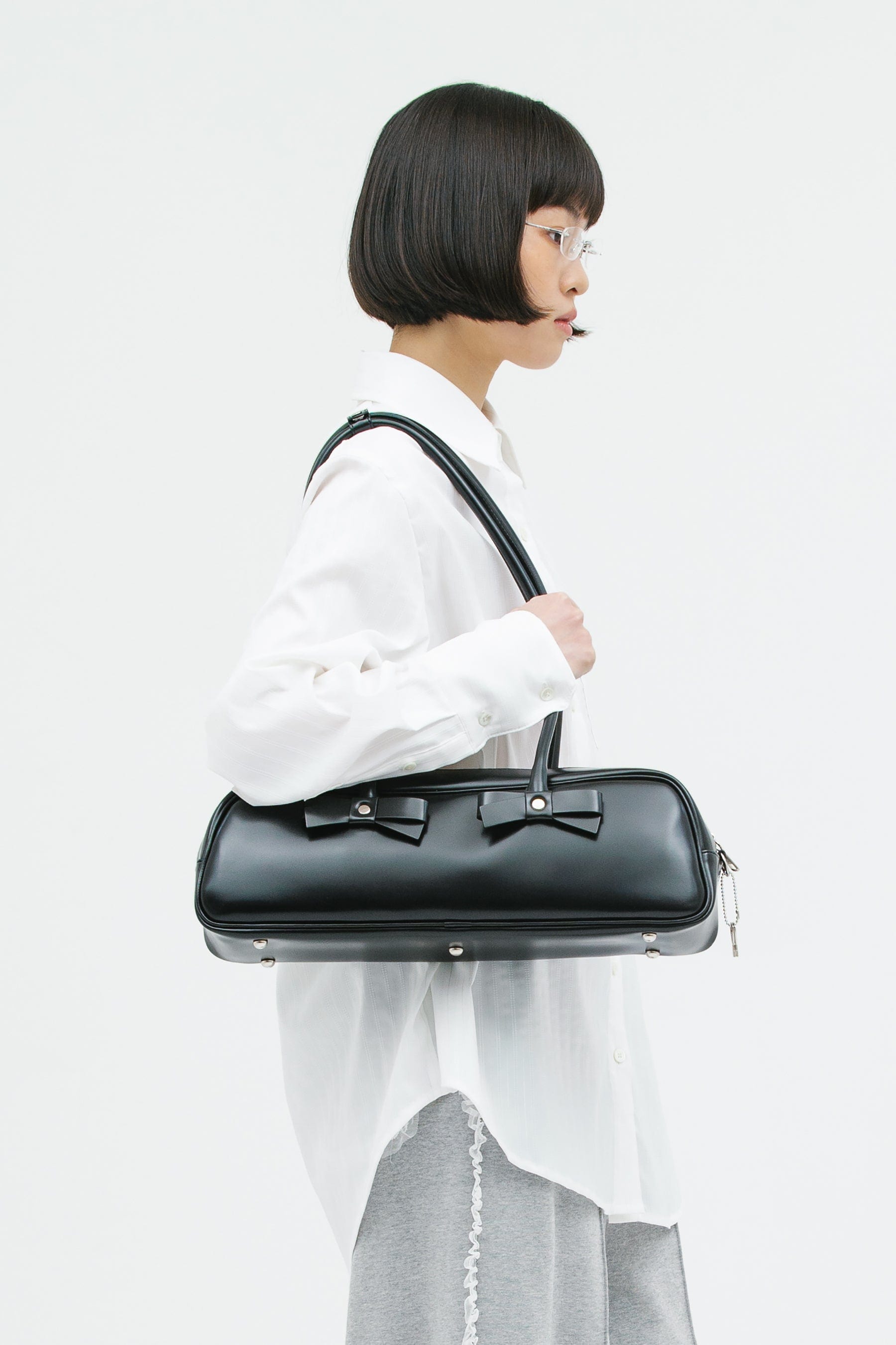 RIBBON BAGUETTE BAG BLACK-SAENGIN STUDIOS-APOC STORE