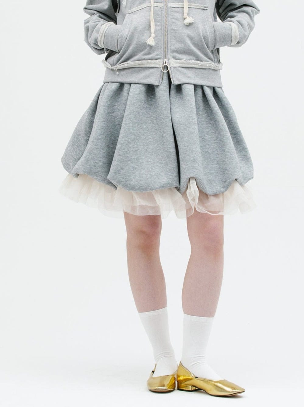 JERSEY BALLOON SHAH SKIRT GRAY-SAENGIN STUDIOS-APOC STORE