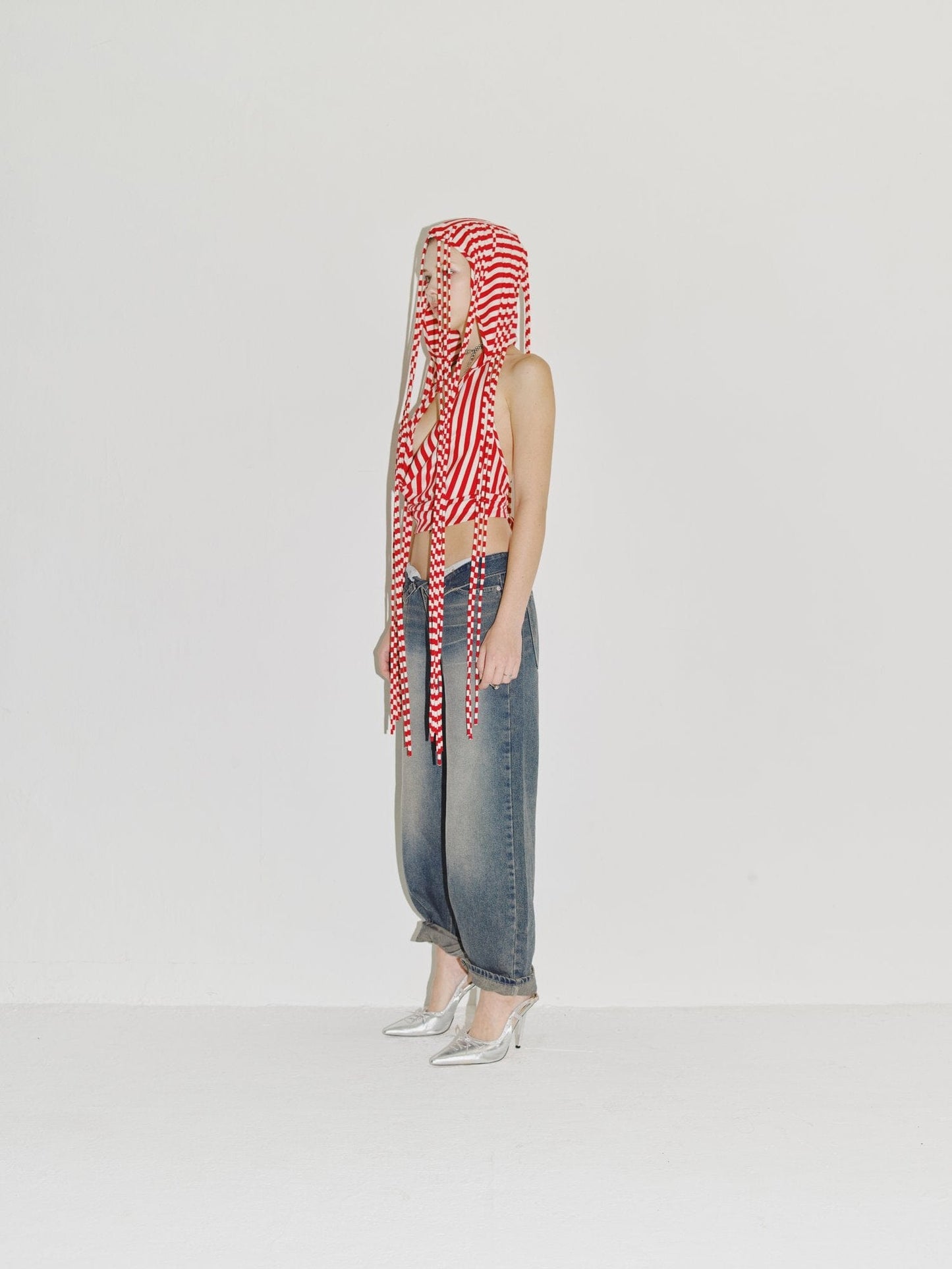 PARACHUTE HOOD HALTER RED/WHITE-Nibgnus-APOC STORE