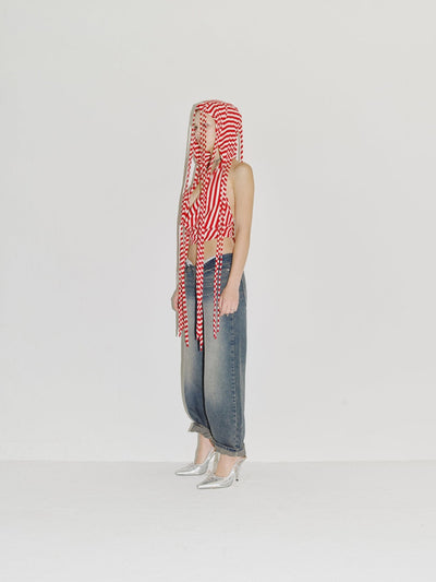 PARACHUTE HOOD HALTER RED/WHITE-Nibgnus-APOC STORE