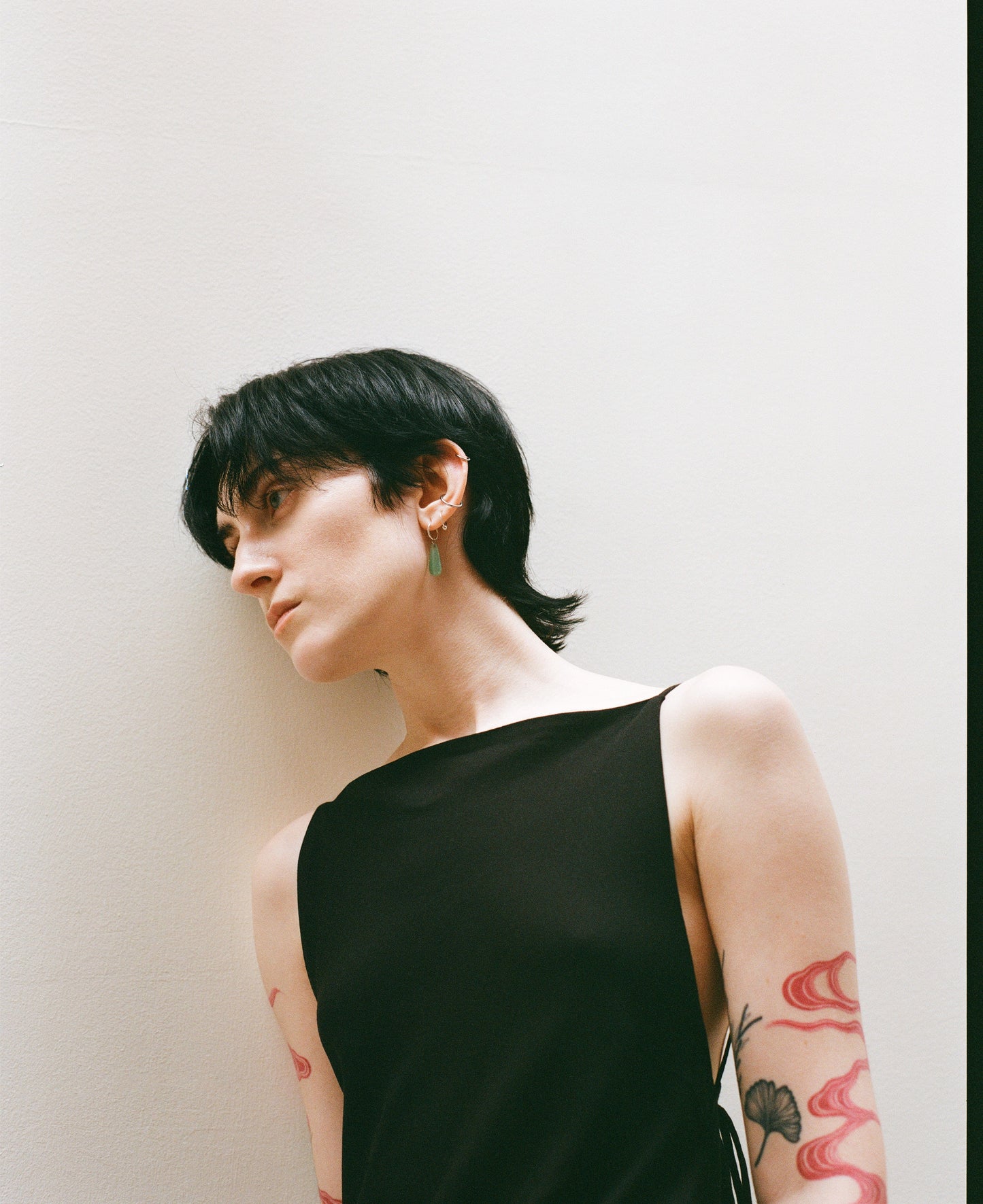 Black Bias Cut Square Neck Open Back Dress-arc us arkus-APOC STORE