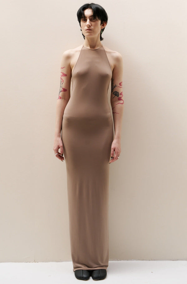 Nude Skinny Apron Maxi Dress-arc us arkus-APOC STORE