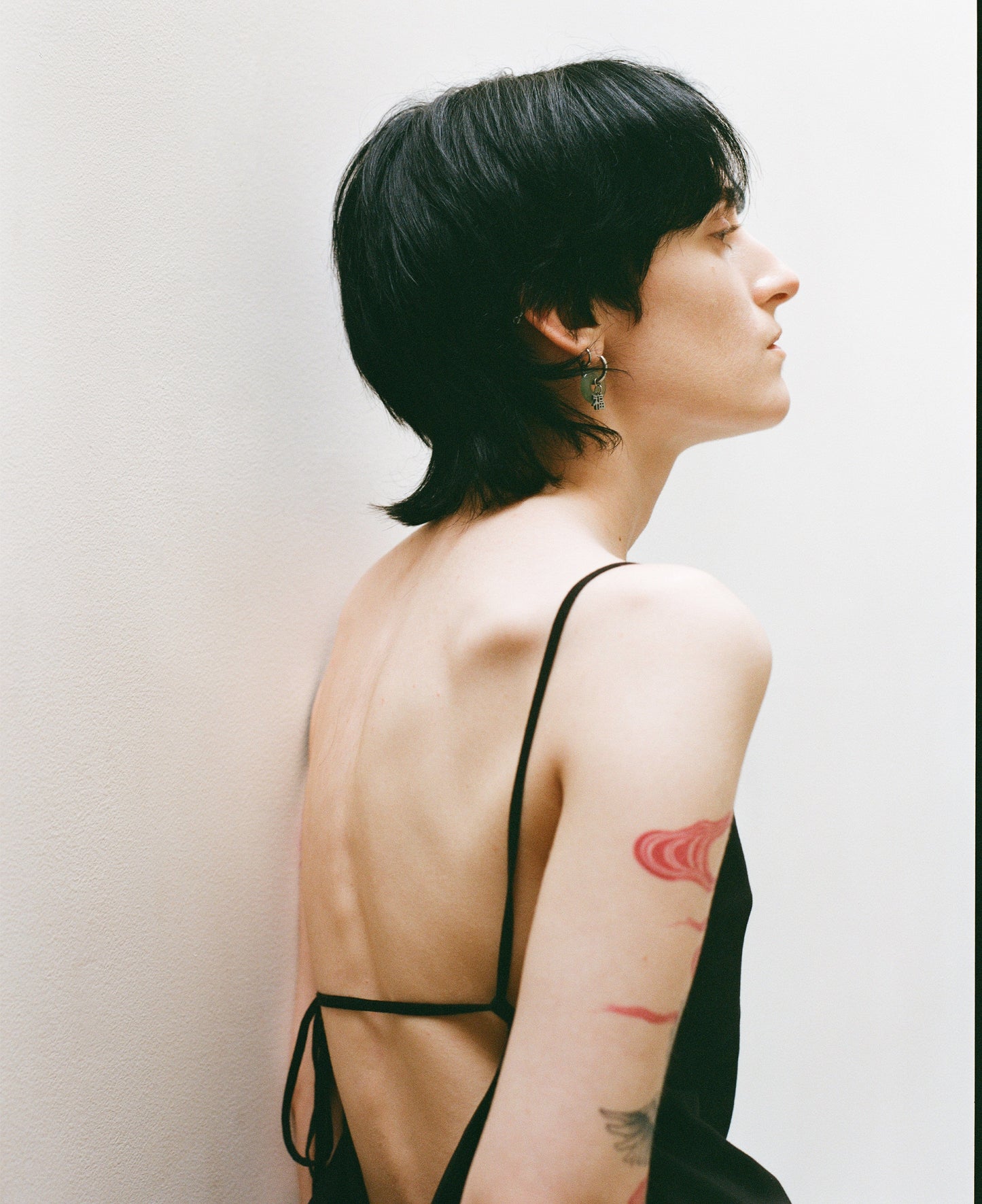 Black Bias Cut Square Neck Open Back Dress-arc us arkus-APOC STORE