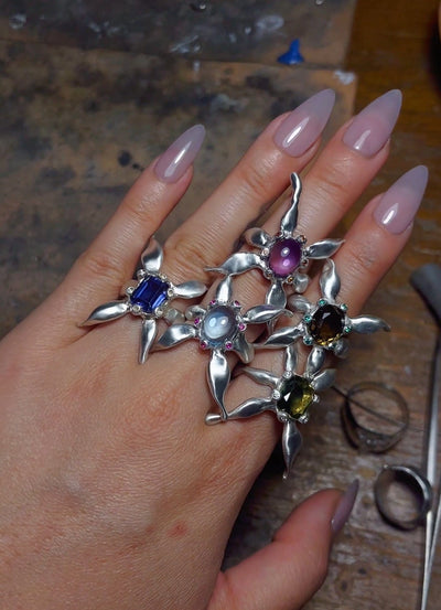 Blue Topaz Seaweed Ring-NORAIZUXX-APOC STORE