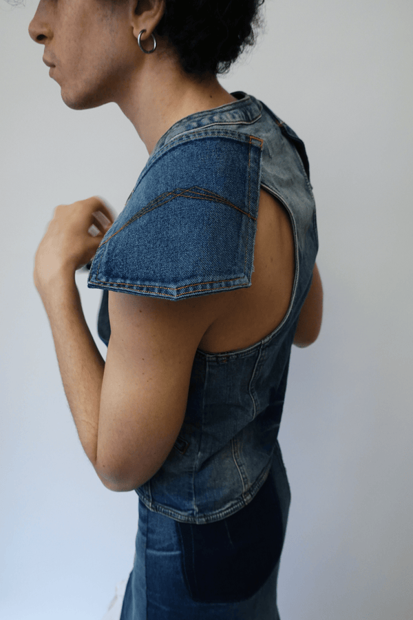 Upcycled Denim Vest-TRANSE PARIS-APOC STORE
