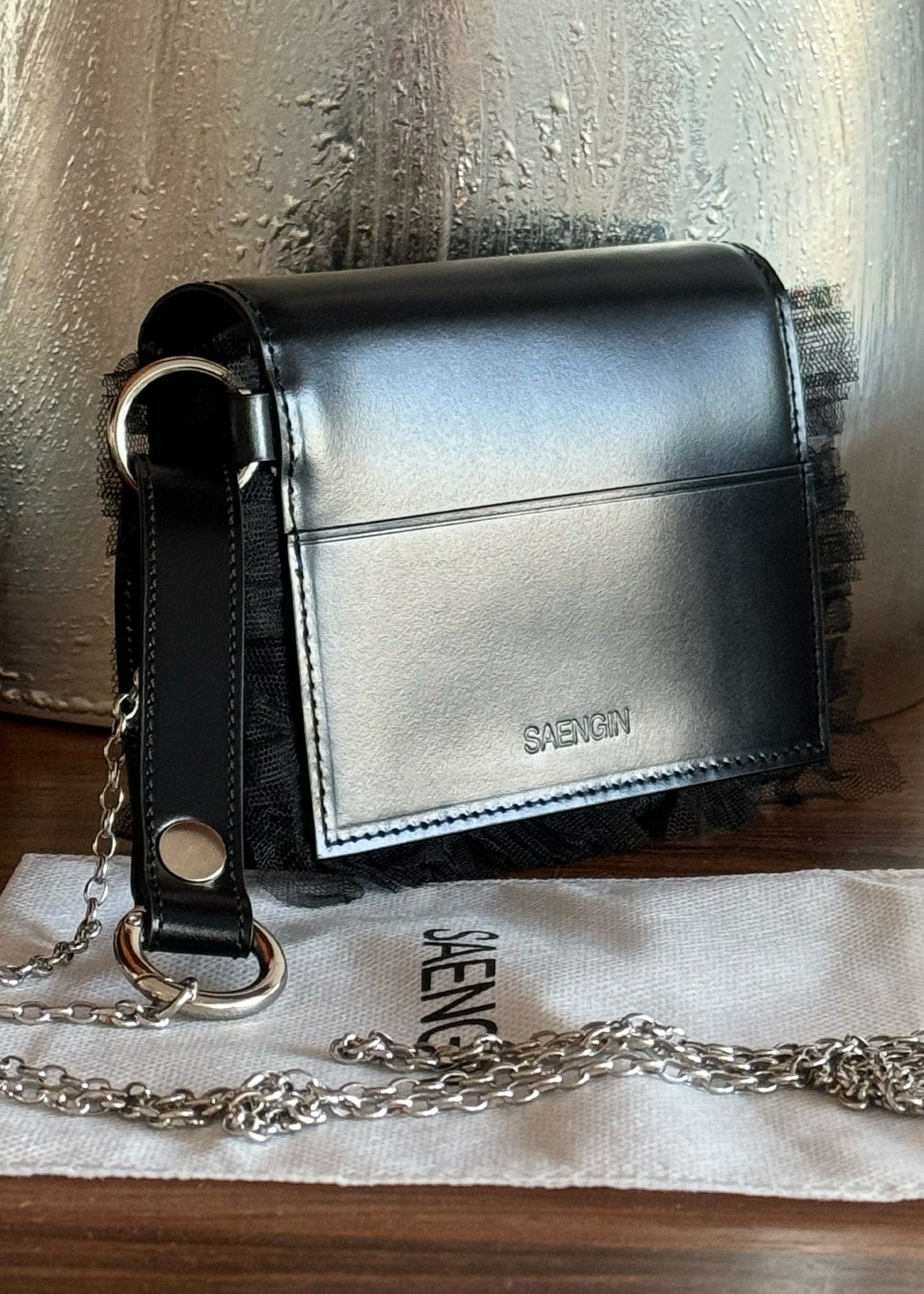 LACE METAL CHAIN WALLET BAG-SAENGIN STUDIOS-APOC STORE