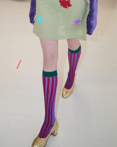 red stripe knee high socks-NIAMH GALEA-APOC STORE