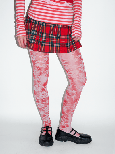 RED ROSES STOCKING TIGHTS-Kenza Iatrides-APOC STORE
