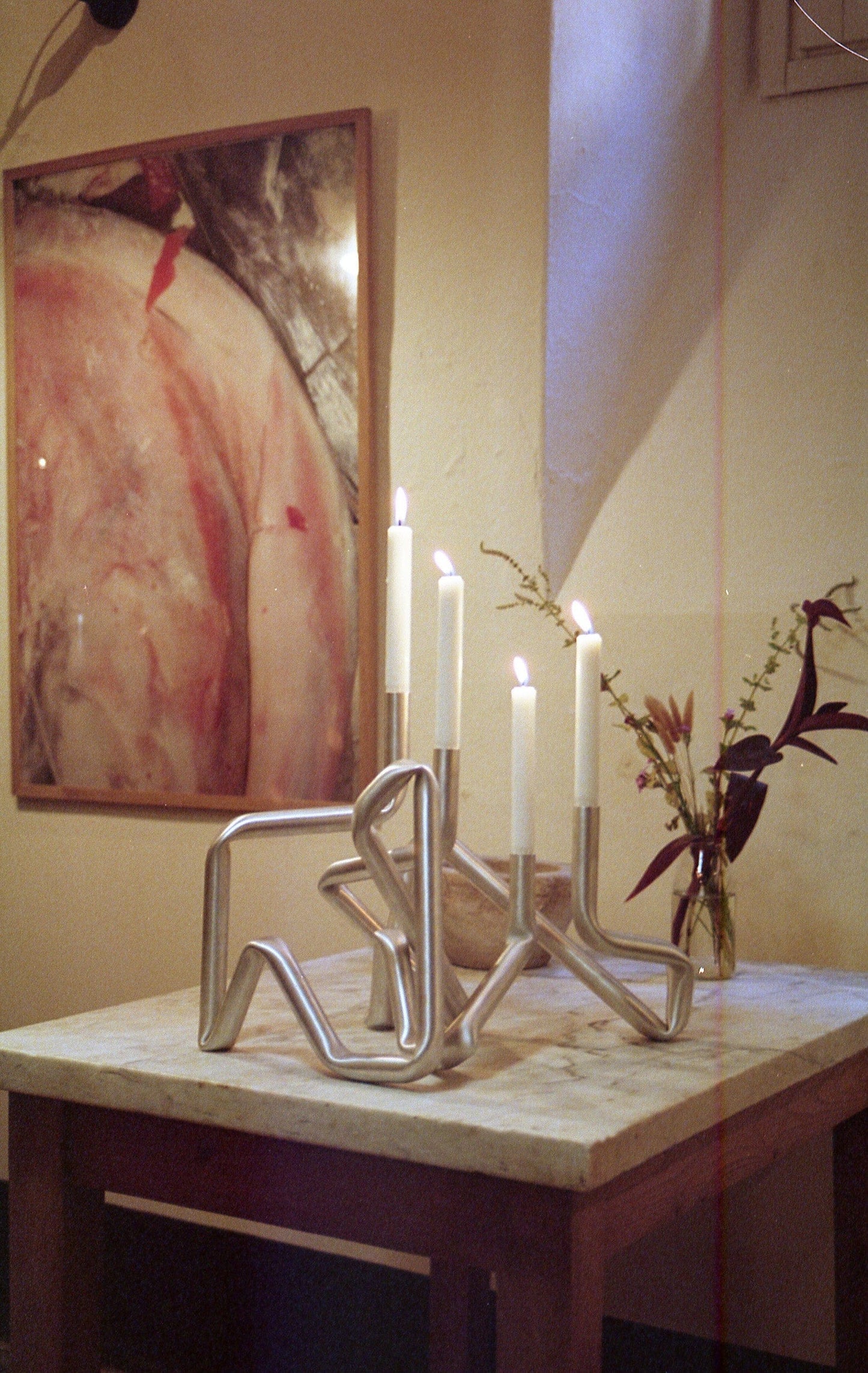 Bucatini candle holder (brushed aluminium)-(a.o.t)-APOC STORE