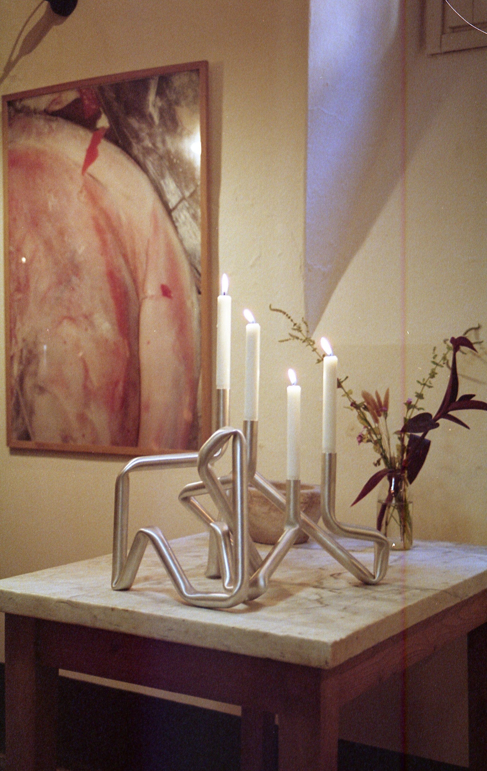 Bucatini candle holder (brushed aluminium)-(a.o.t)-APOC STORE