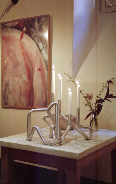 Bucatini candle holder (brushed aluminium)-(a.o.t)-APOC STORE