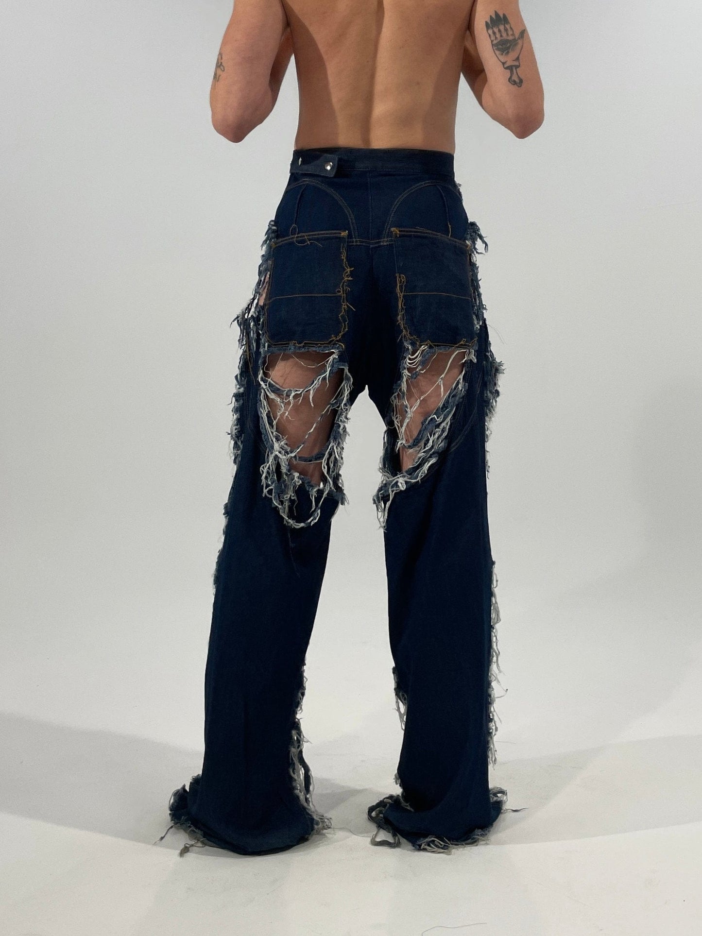 Shredded Denim Pants-Alectra Rothschild / Masculina-APOC STORE