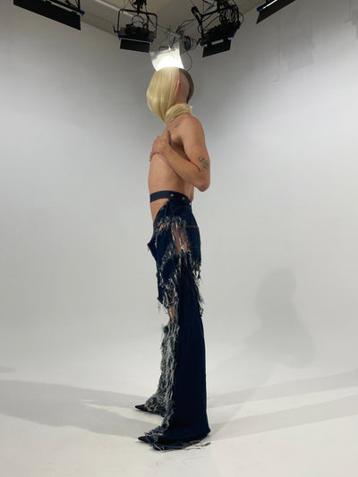 Shredded Denim Pants-Alectra Rothschild / Masculina-APOC STORE