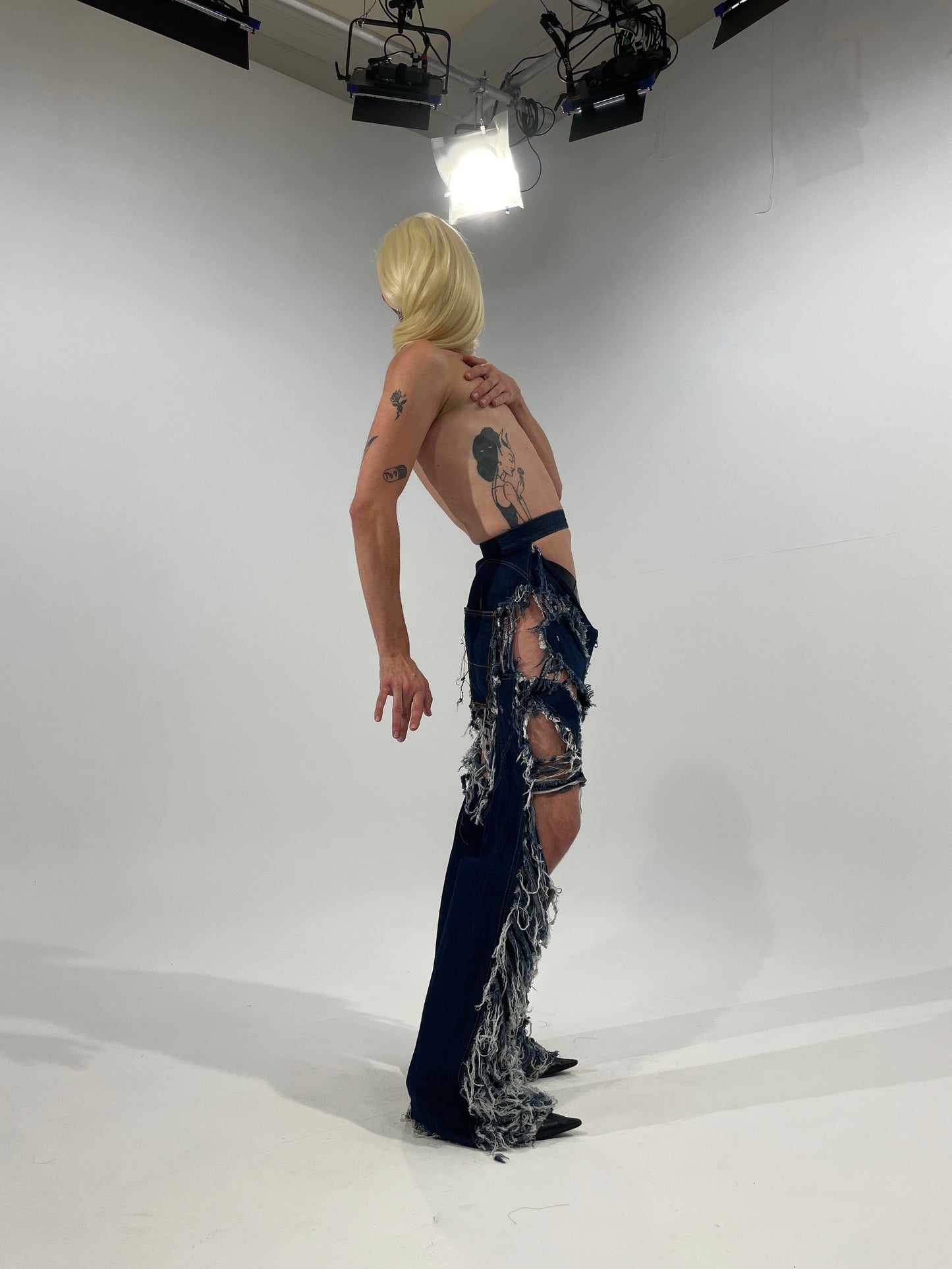 Shredded Denim Pants-Alectra Rothschild / Masculina-APOC STORE