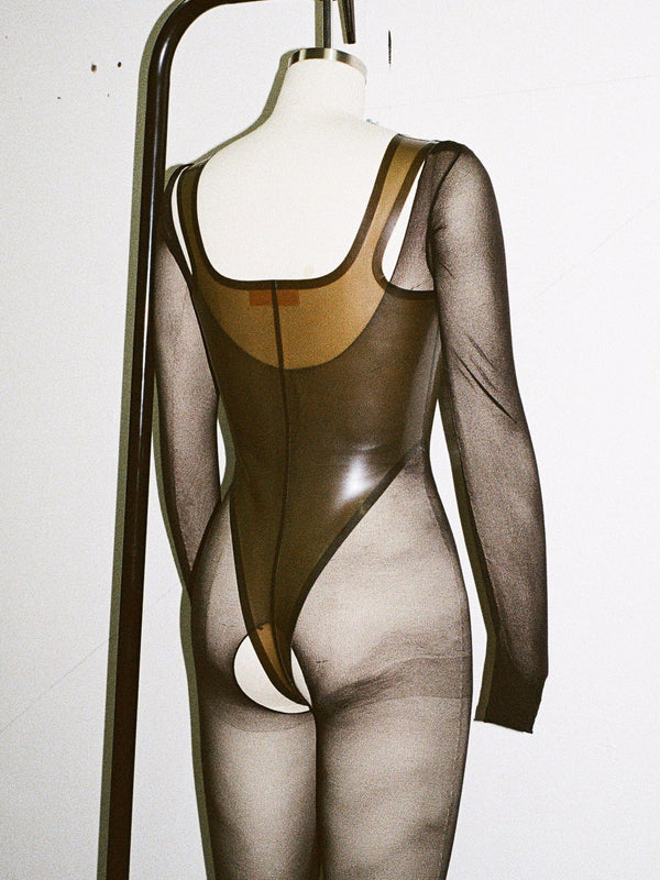 EXPOSED BODYSUIT STYLE 1 TRANSLUCENT BLACK-Soft Skin Latex-APOC STORE