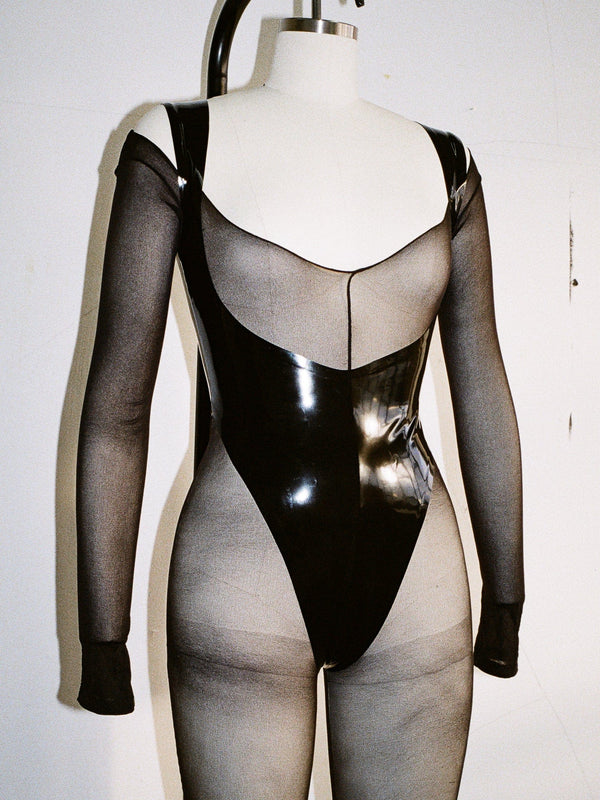 EXPOSED BODYSUIT STYLE 1 BLACK-Soft Skin Latex-APOC STORE